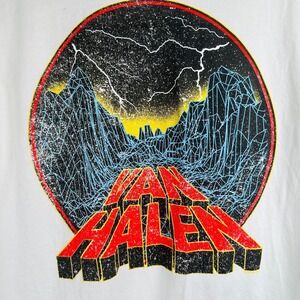 Rare Vintage Van Halen Long‎ Sleeve T Shirt Small White VH Sleeve Logos Storm